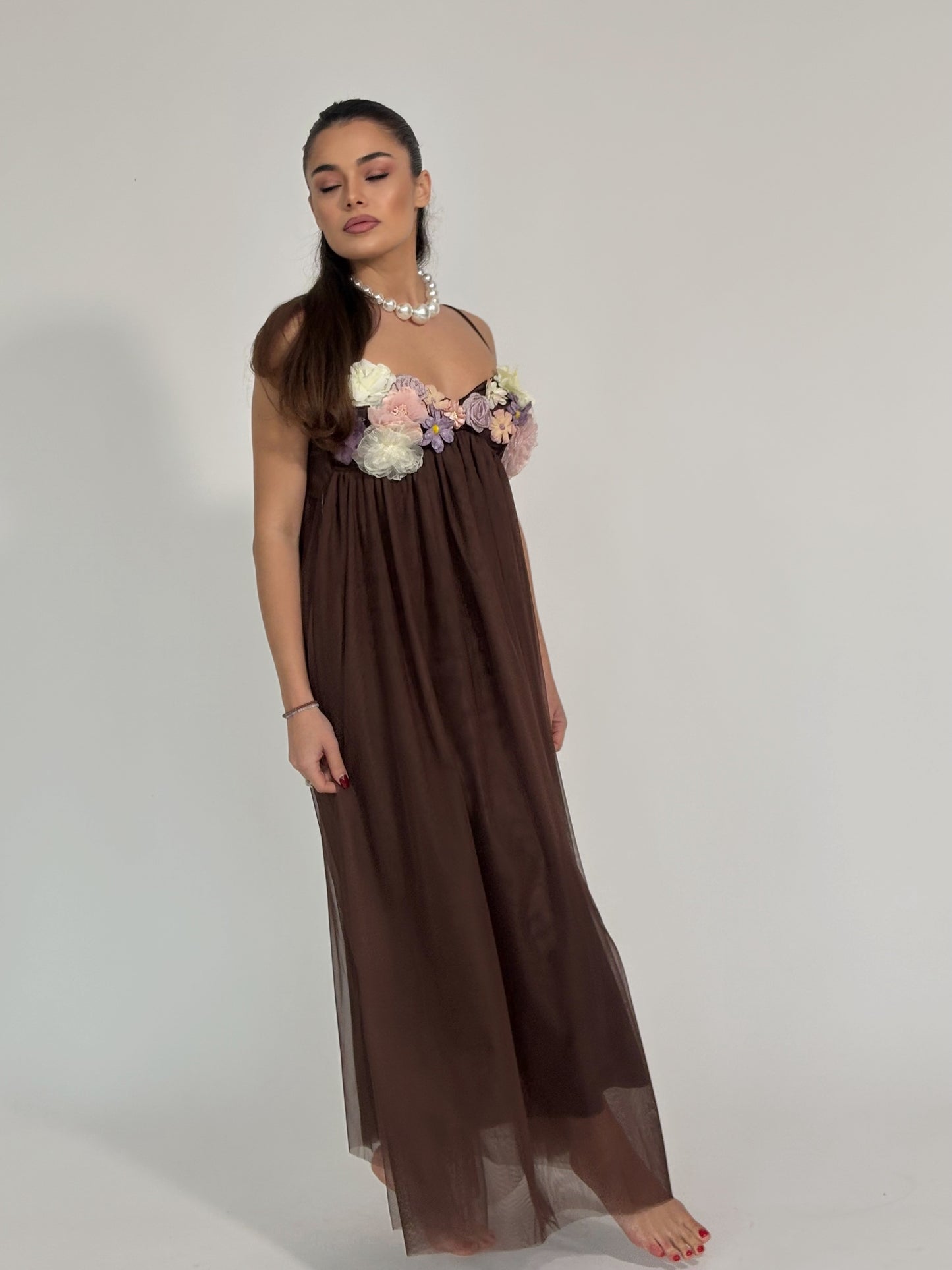 Rochie Vella din tul cu flori