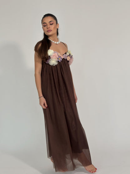 Rochie Vella din tul cu flori