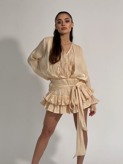 Сатенена рокля Flame с панталонки