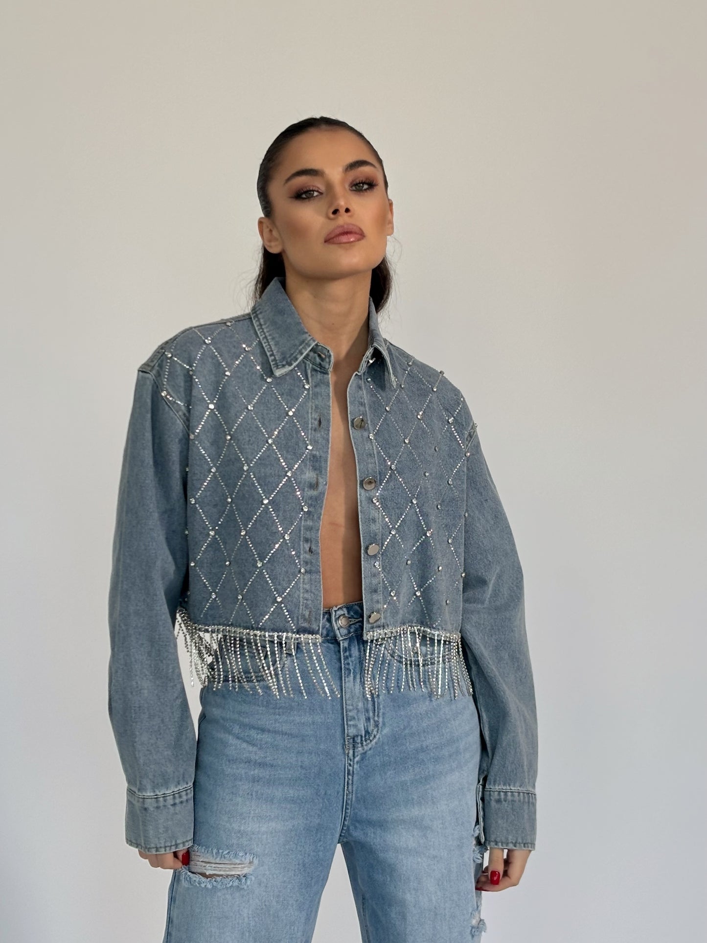 Дънково яке Believe с камъни