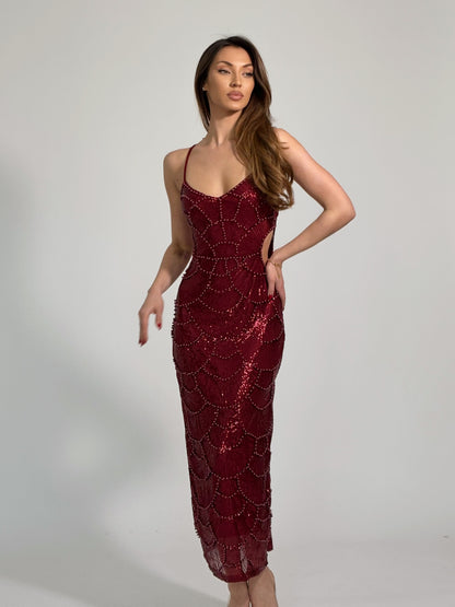 Рокля Arielle с пайети и перли