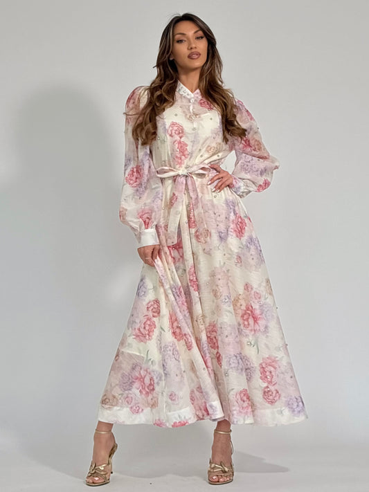 Рокля Biana на цветя с кристални камъни