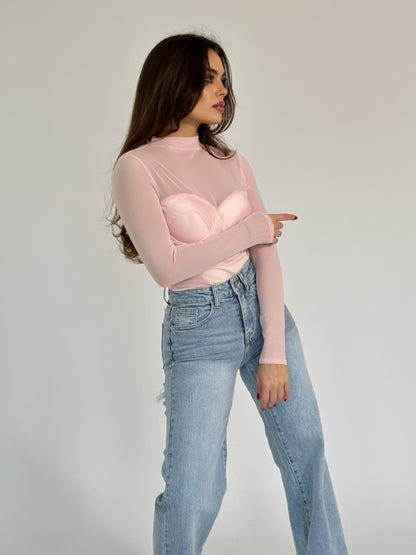 Боди Extravaganza с тюл и сатен