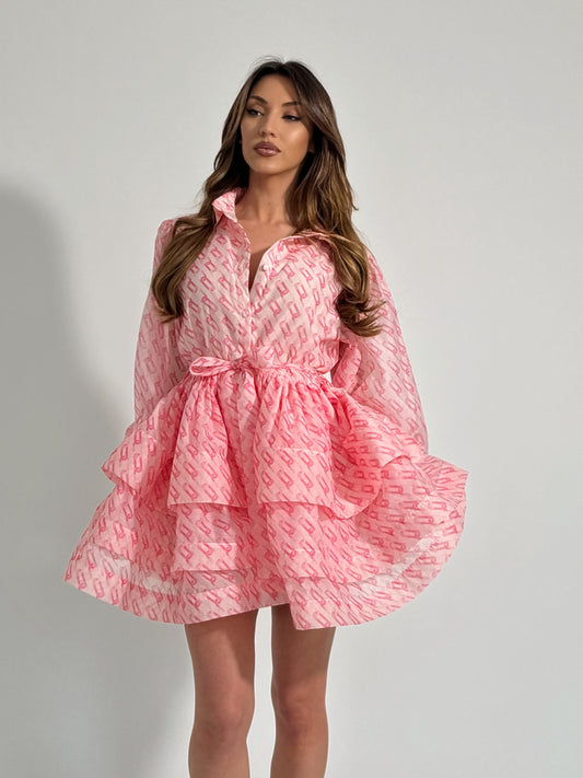 Рокля с коприна на волани Mirana