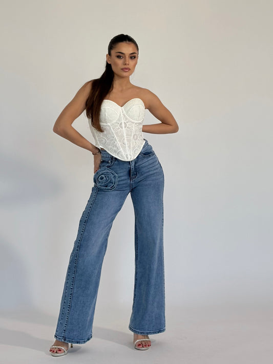 Дънки с роза Rose