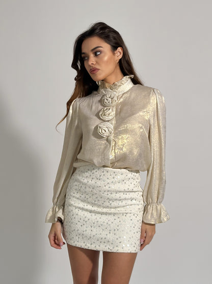 Риза Voalia с лъскав ефект и рози