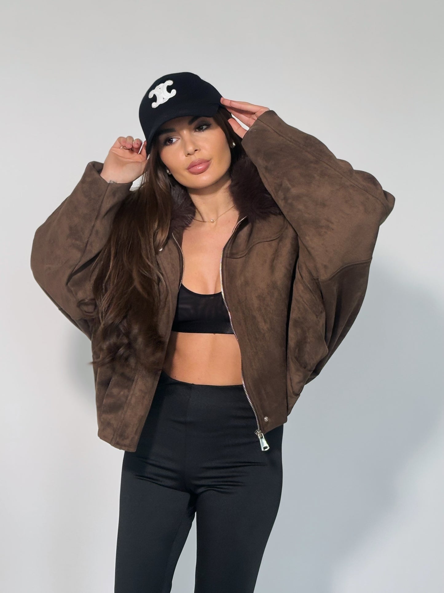 Велурено яке Romanita с пух