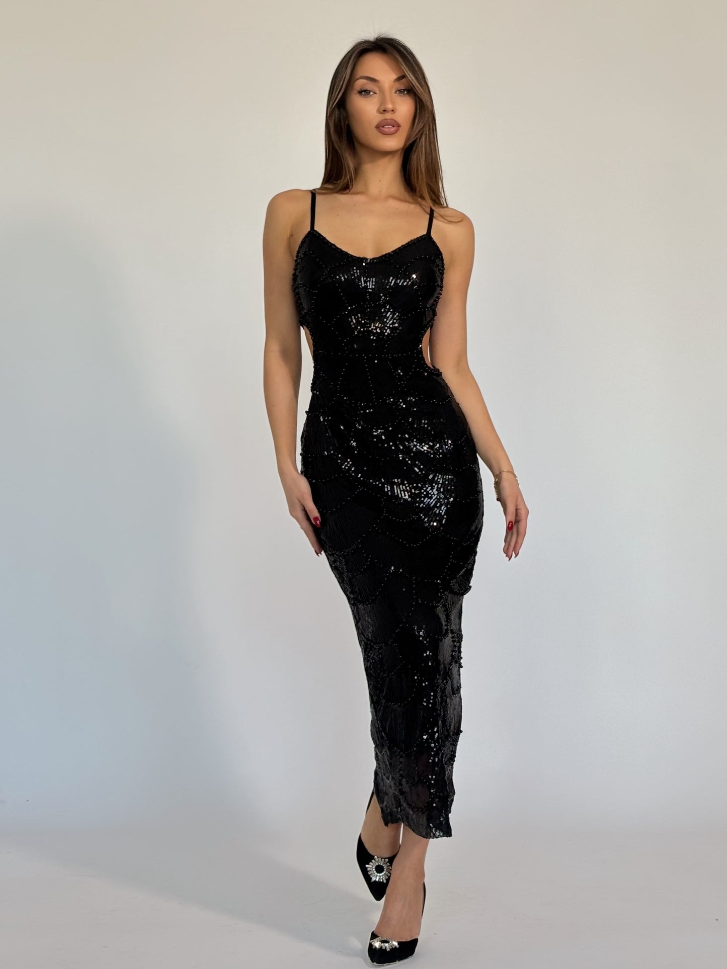 Рокля Arielle с пайети и перли