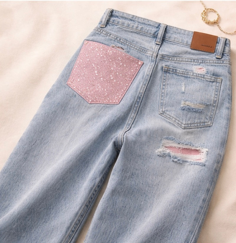 Babe jeans with pink stones