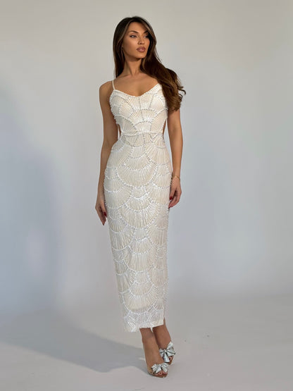 Рокля Arielle с пайети и перли