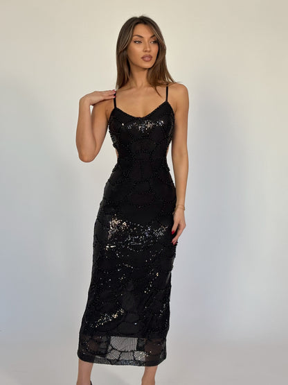 Рокля Arielle с пайети и перли