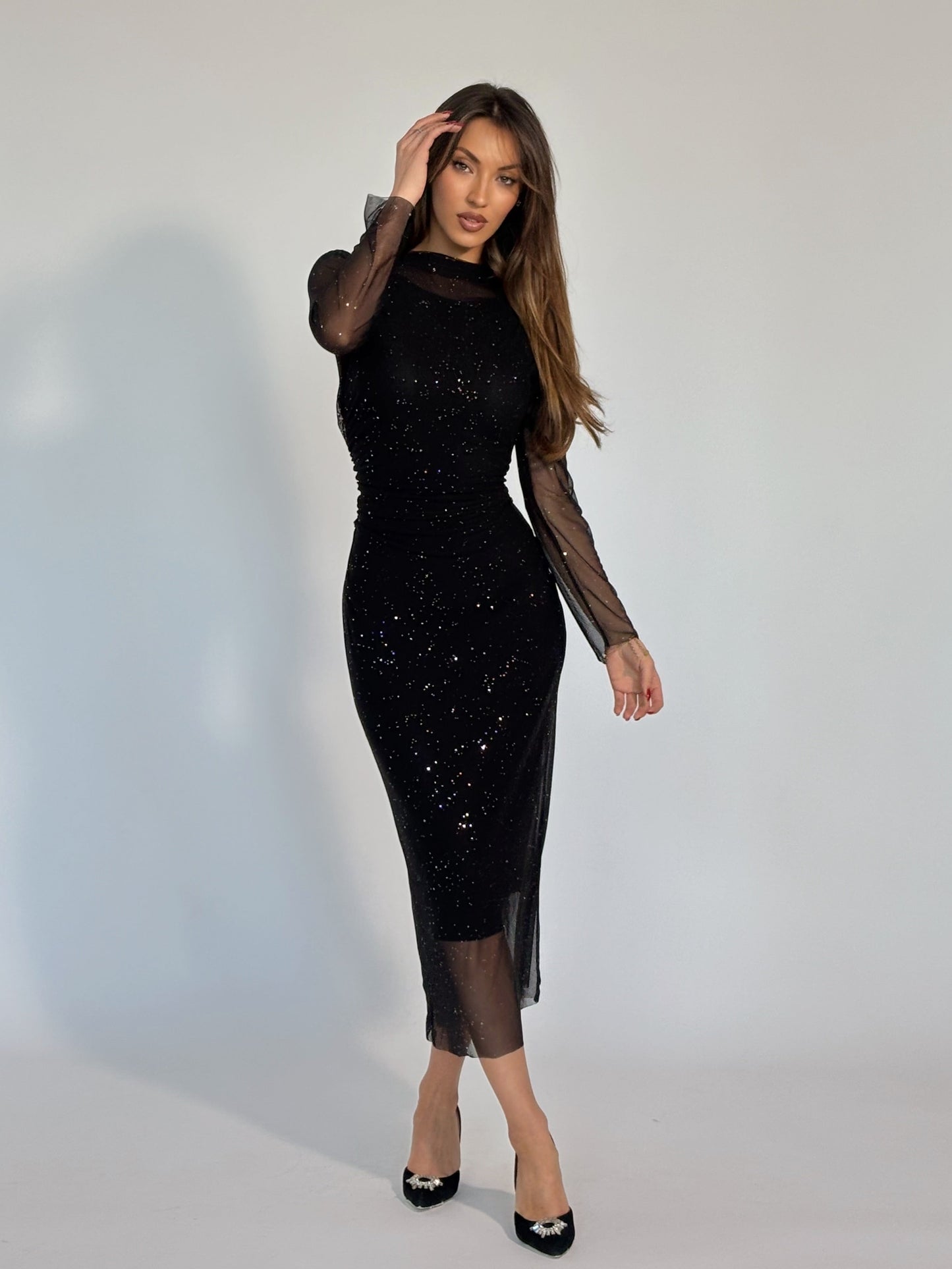 Тюлена рокля с лъскави частици Gia