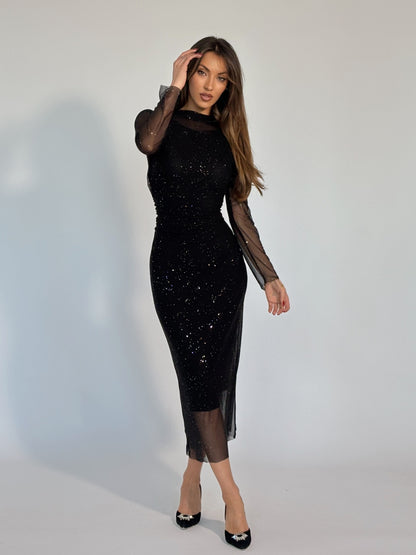 Тюлена рокля с лъскави частици Gia