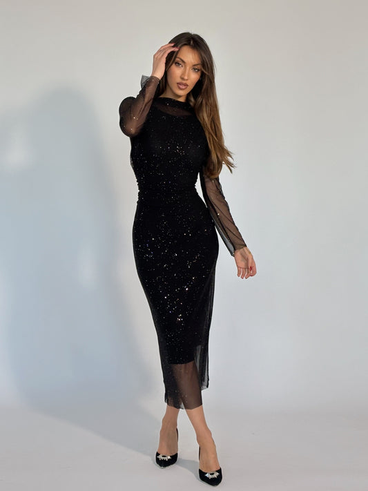 Тюлена рокля с лъскави частици Gia