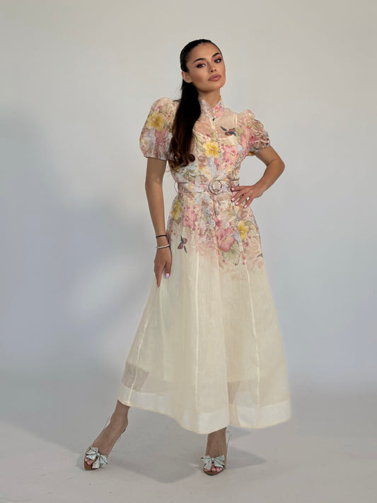 Рокля Velliana с флорални мотиви и колан