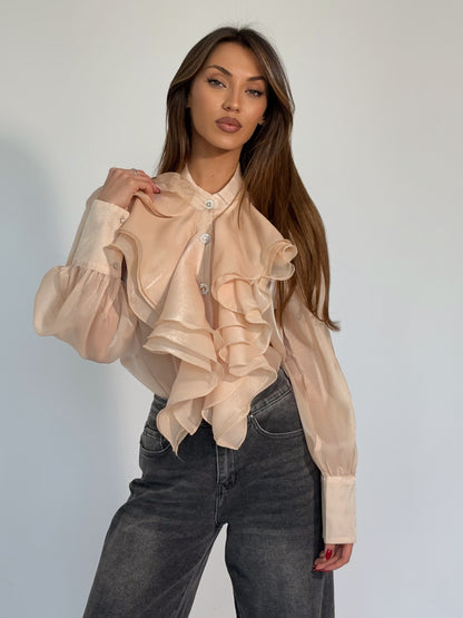 Риза Violita от органза с жабо