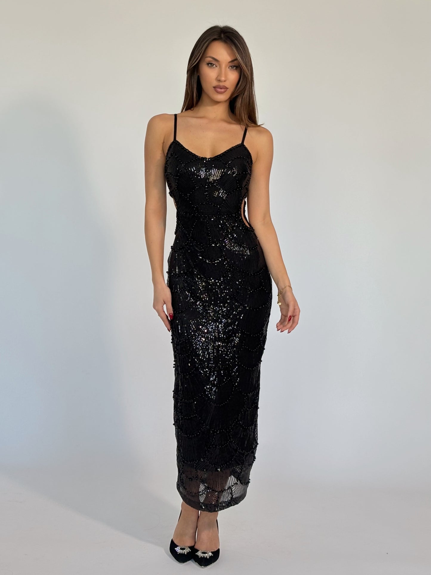 Рокля Arielle с пайети и перли