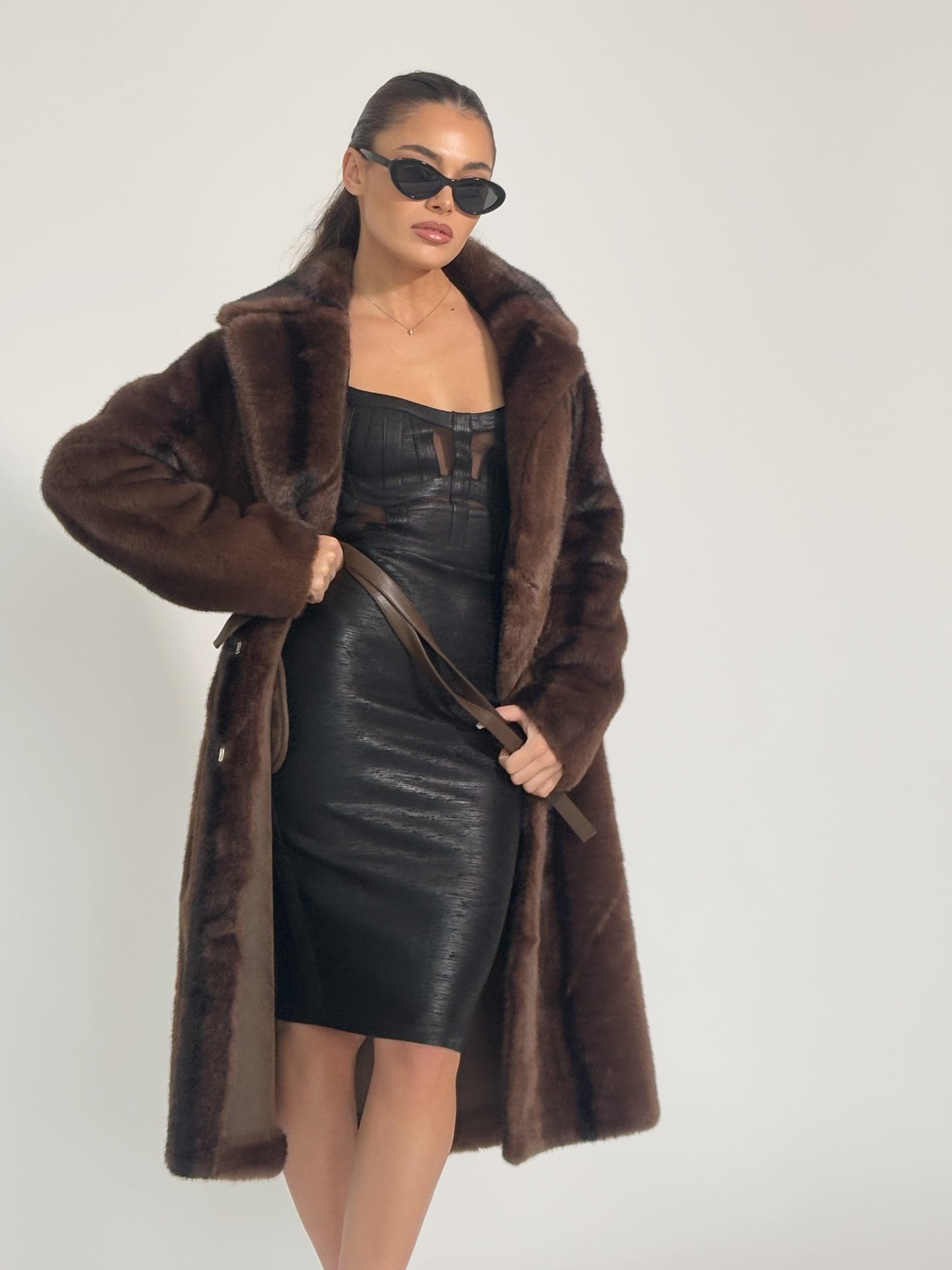 Палто от косъм Cruelly с колан