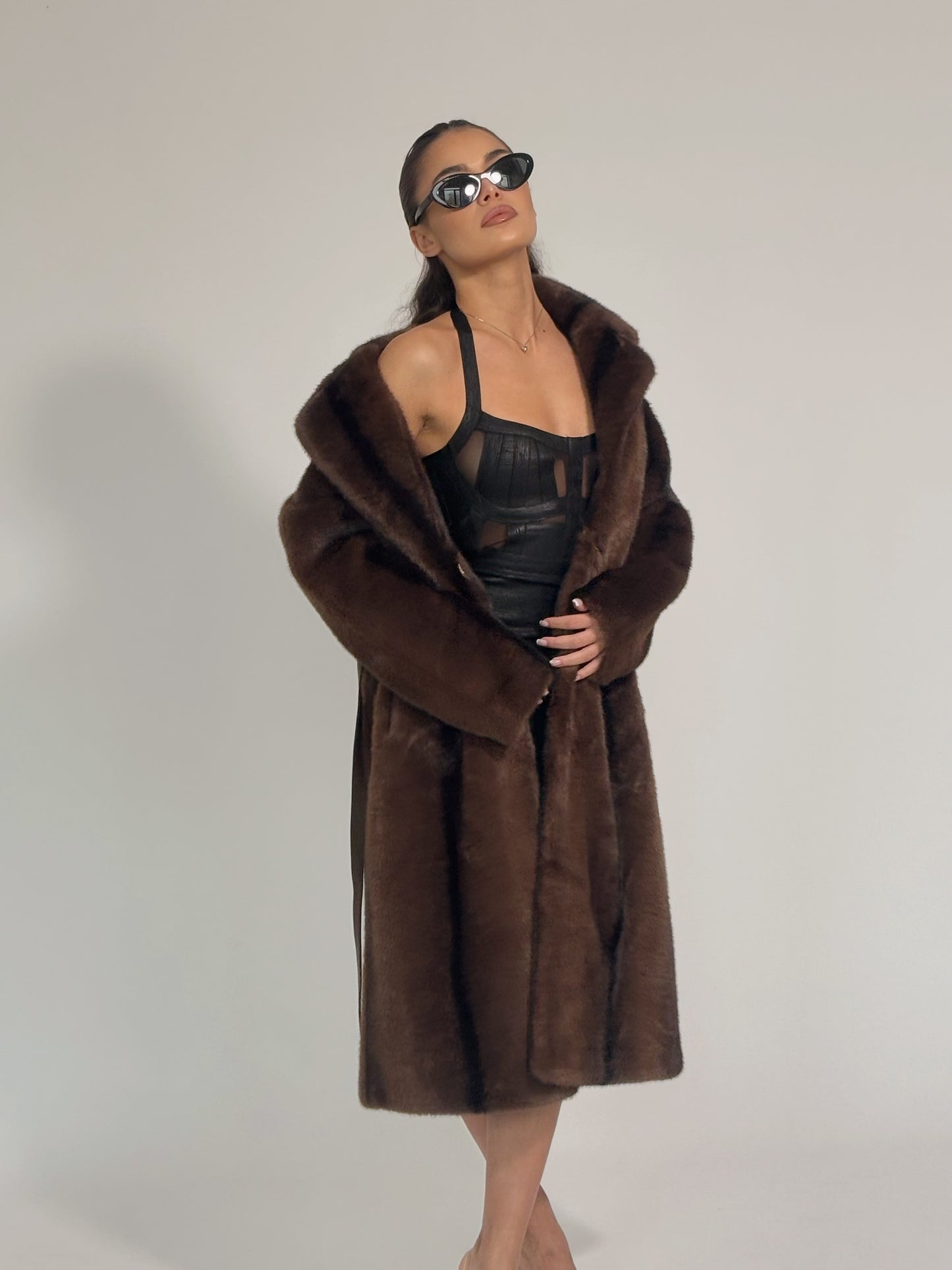 Палто от косъм Cruelly с колан