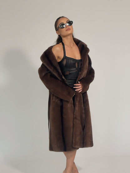 Палто от косъм Cruelly с колан