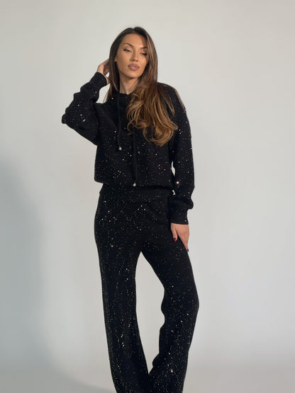 Комплект Shining от плътно плетиво с качулка