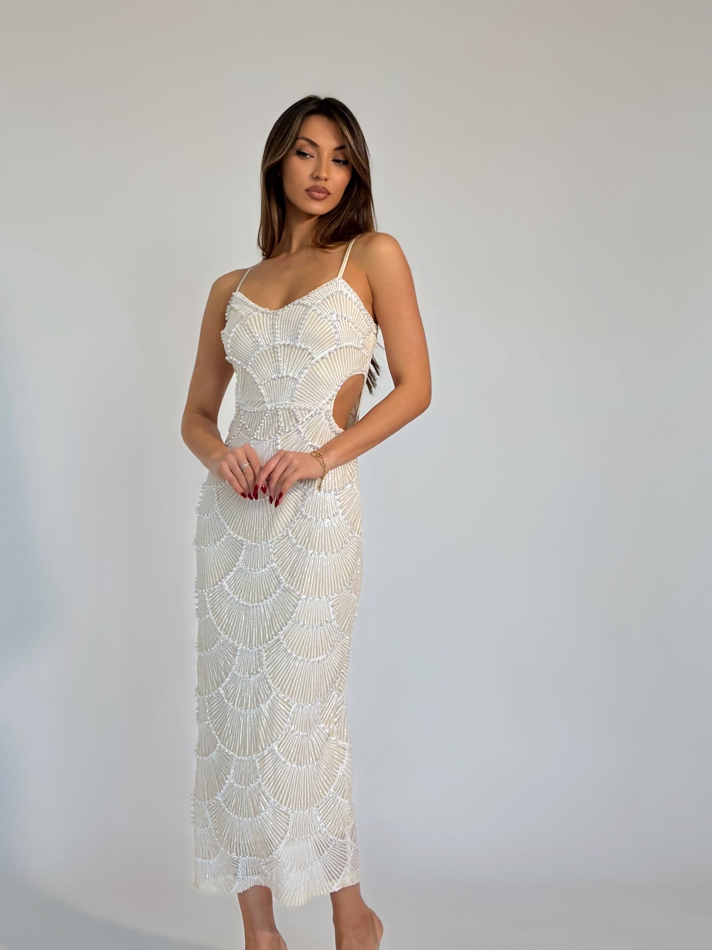 Рокля Arielle с пайети и перли