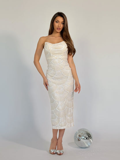 Рокля Arielle с пайети и перли