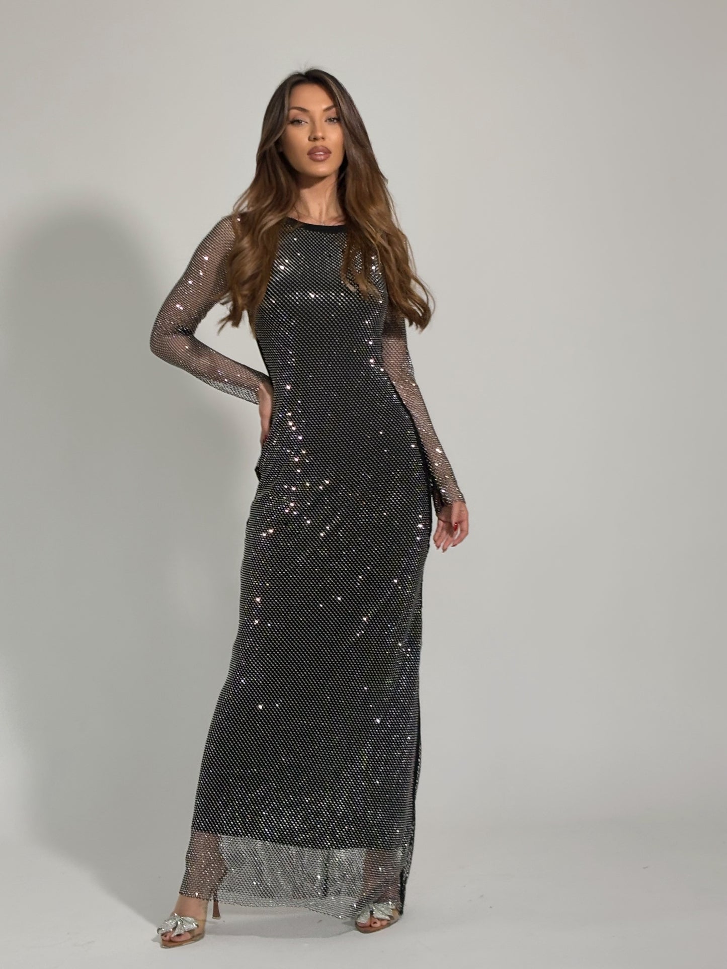 Рокля Beatrisa от мрежа с блясък