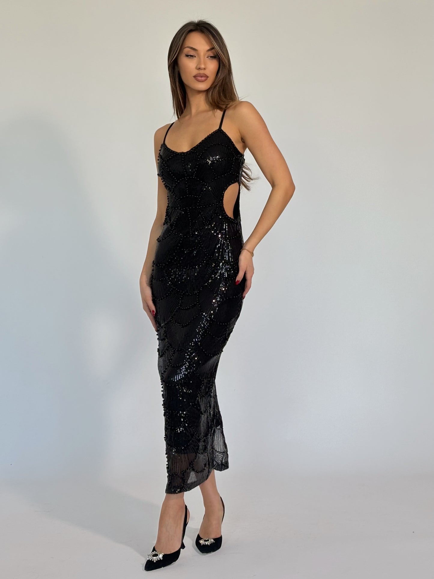 Рокля Arielle с пайети и перли