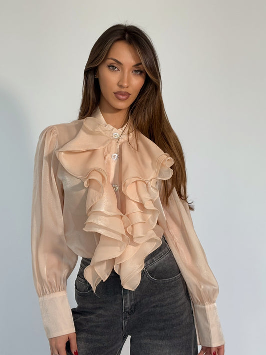 Violeta organza shirt with flap
