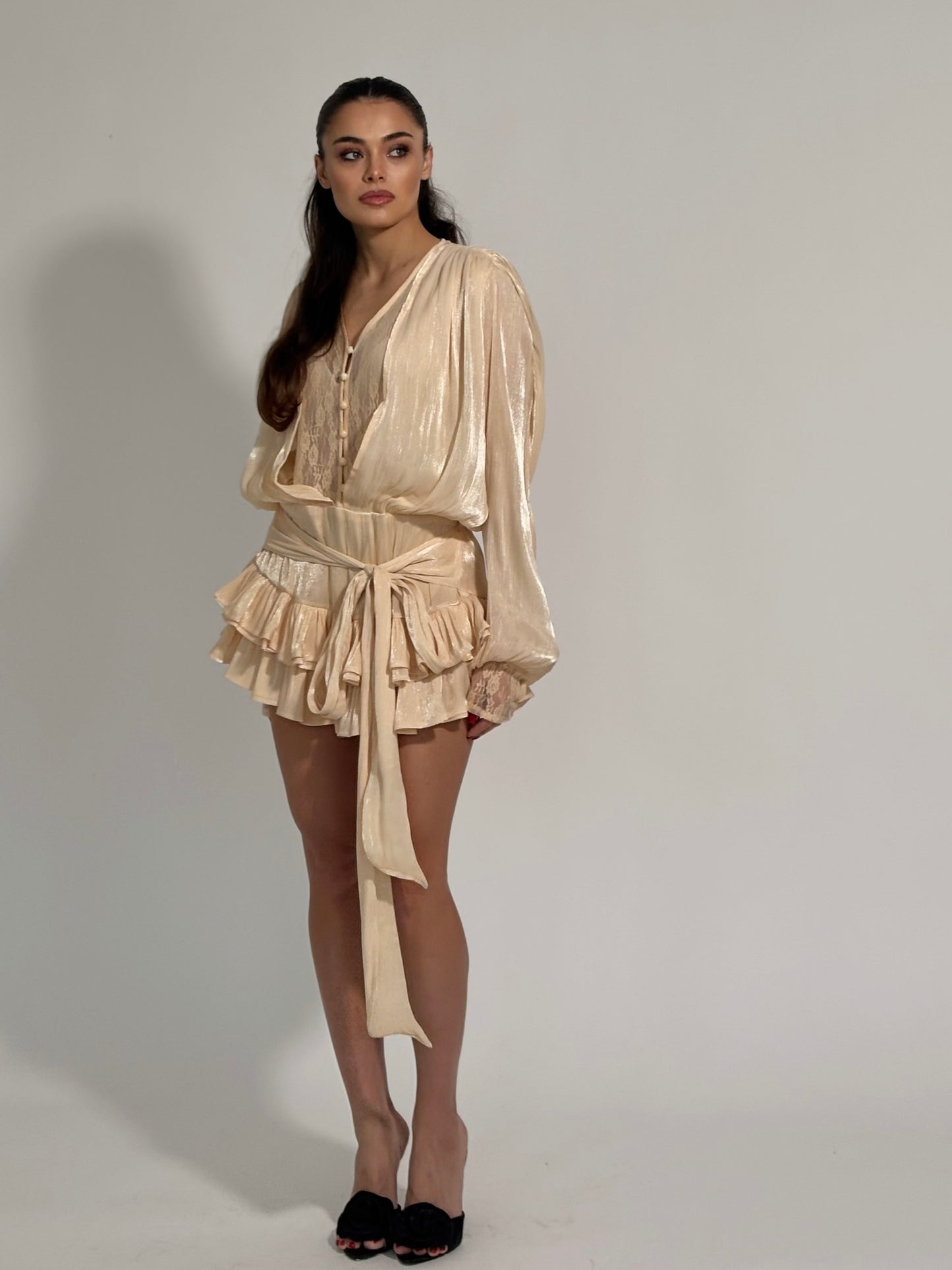 Сатенена рокля Flame с панталонки