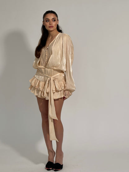 Сатенена рокля Flame с панталонки