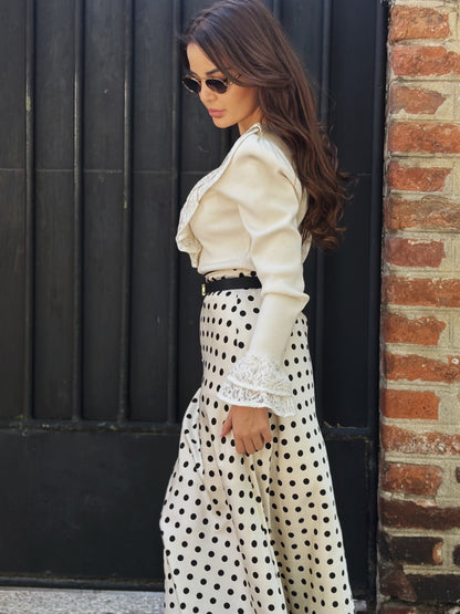 Delia polka dot satin skirt