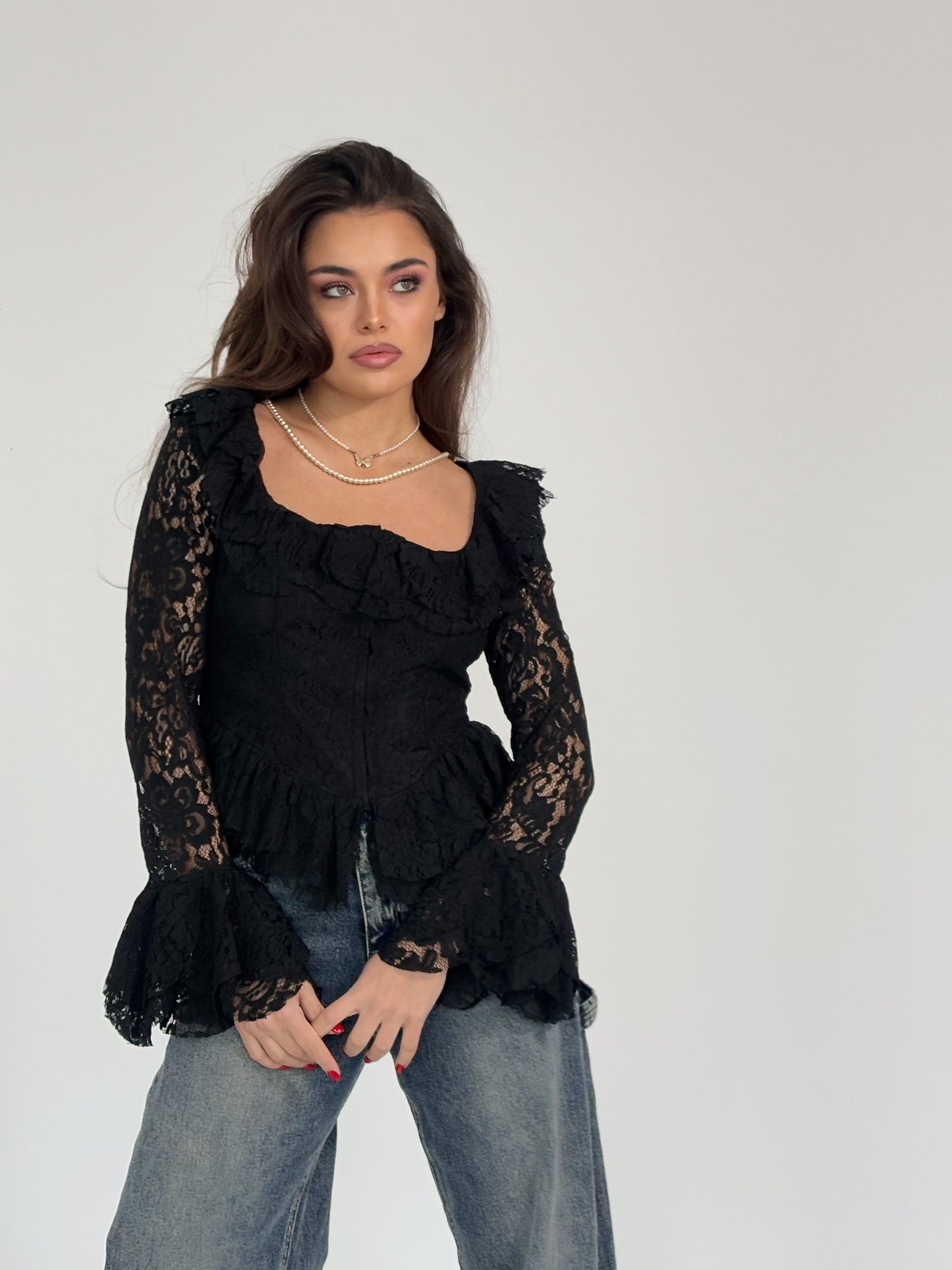 Bluză cu corset din dantelă Leyla