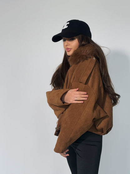 Велурено яке Romanita с пух