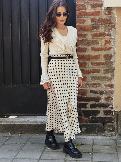 Delia polka dot satin skirt