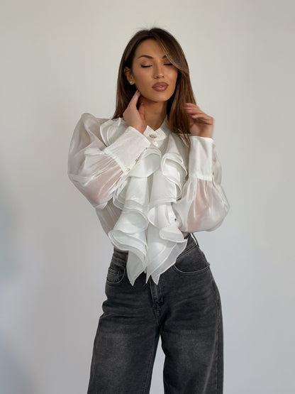 Риза Violita от органза с жабо