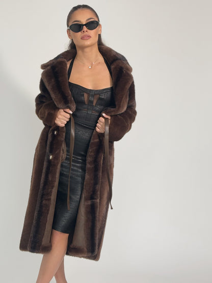 Палто от косъм Cruelly с колан