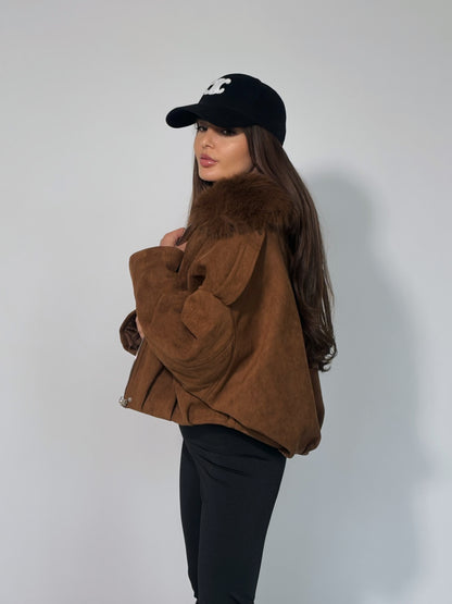 Велурено яке Romanita с пух