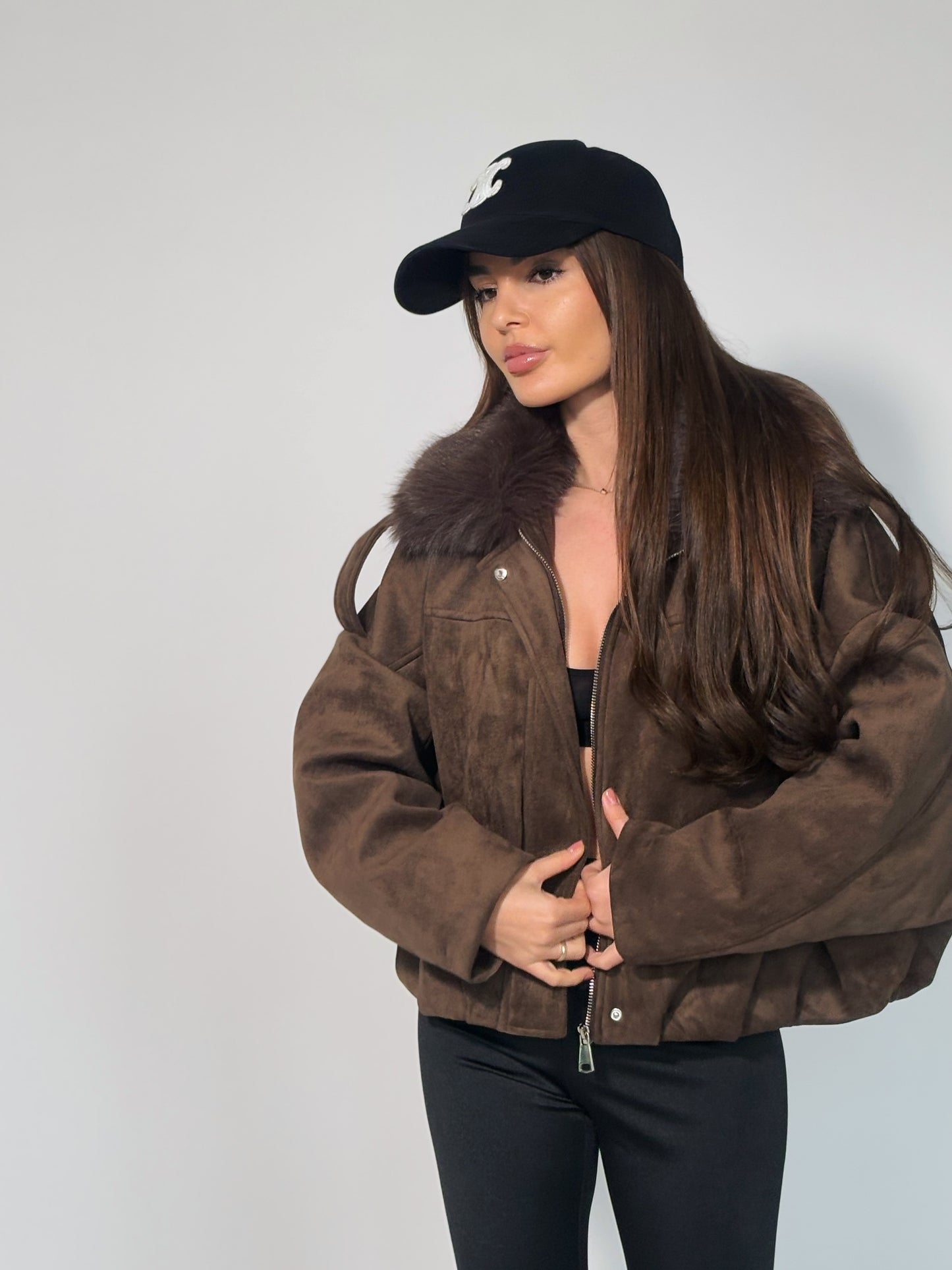 Велурено яке Romanita с пух