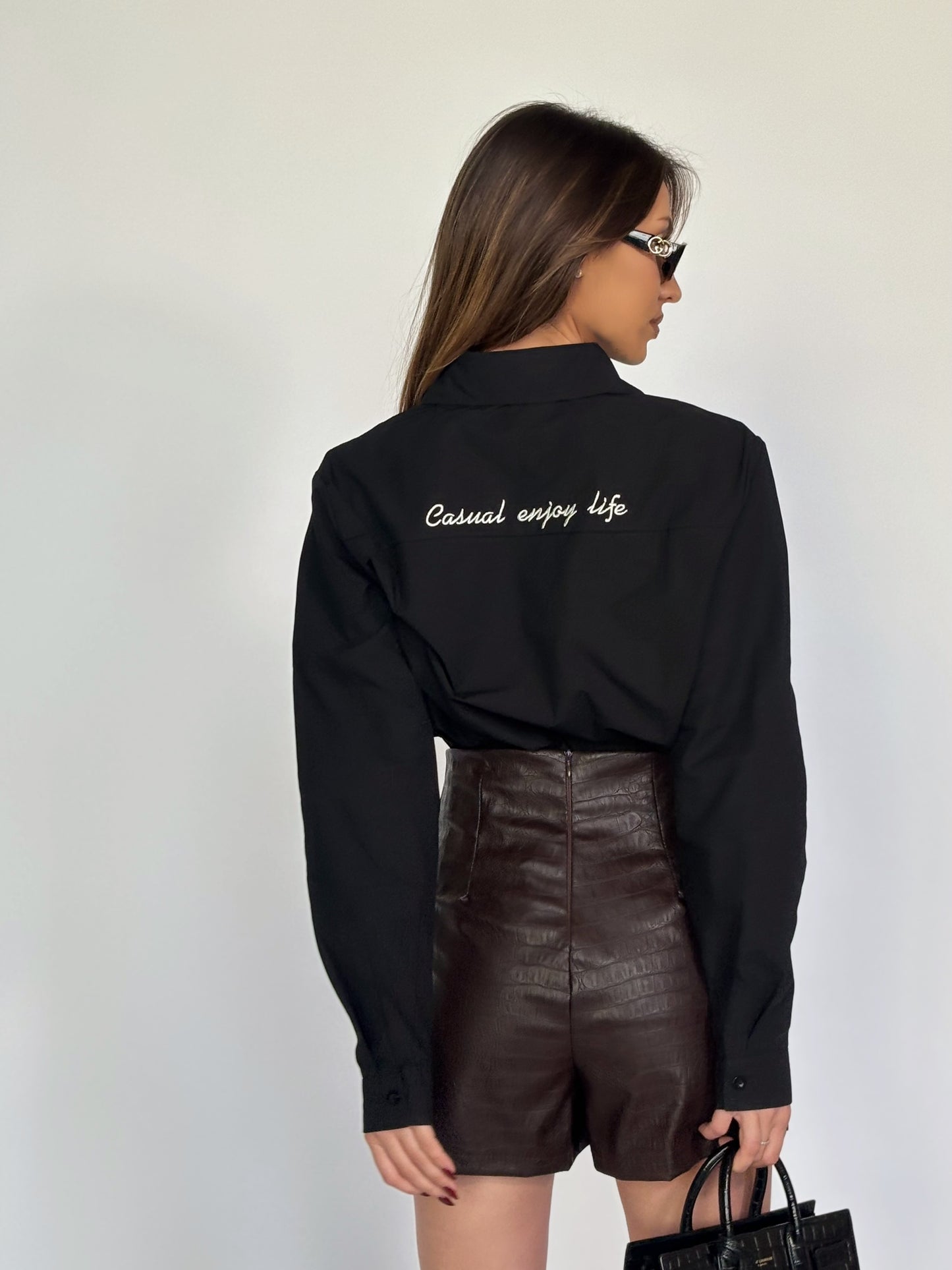 Кожена пола-панталон Dora с цепка