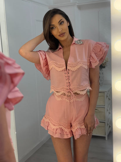 Комплект Aida с дантела и камъни