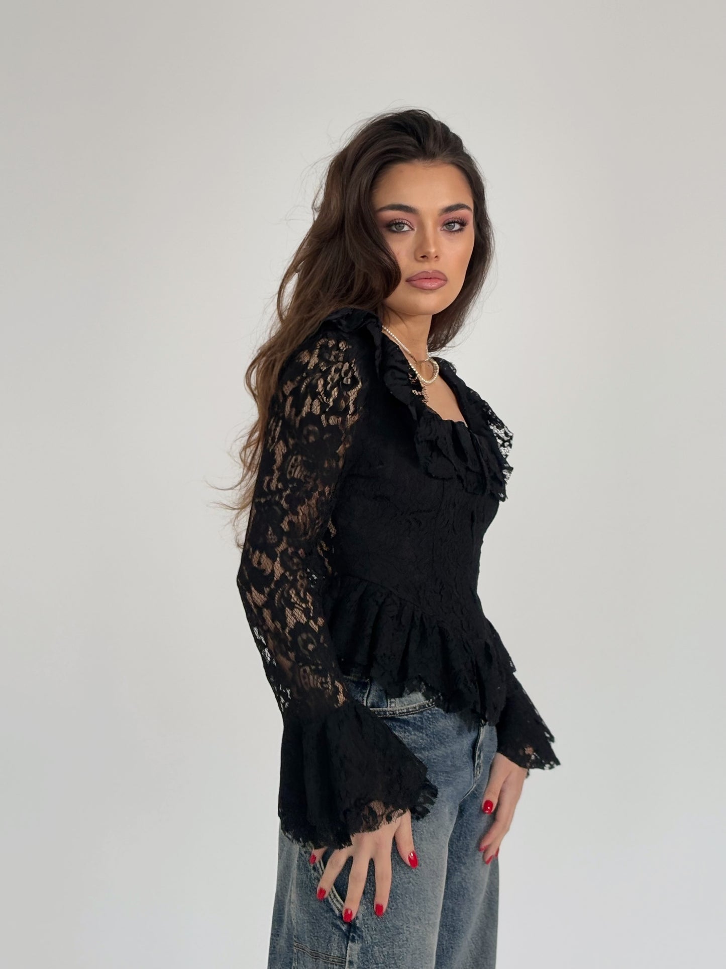 Bluză cu corset din dantelă Leyla