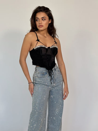 Сатенен корсет Palomita с камъни