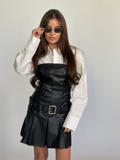 Кожена рокля Derita с колан