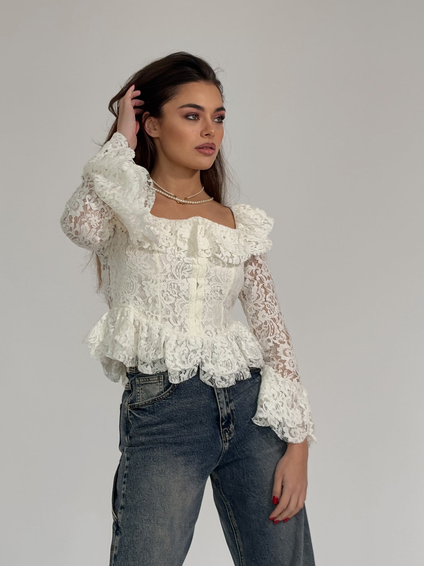 Дантелена блуза корсет Leyla