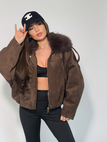 Велурено яке Romanita с пух