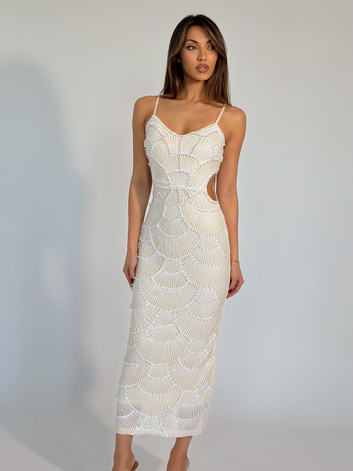 Рокля Arielle с пайети и перли