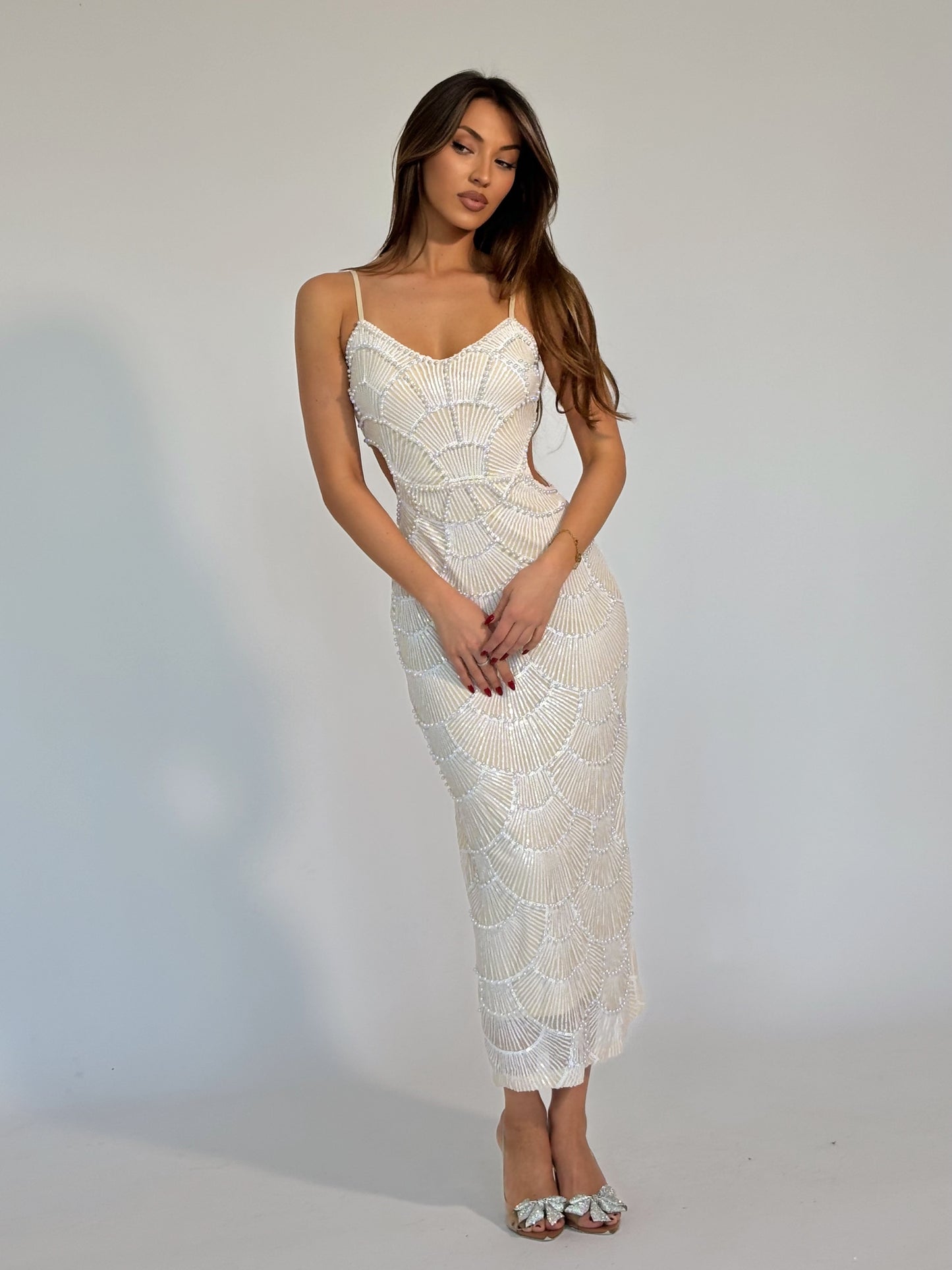 Рокля Arielle с пайети и перли