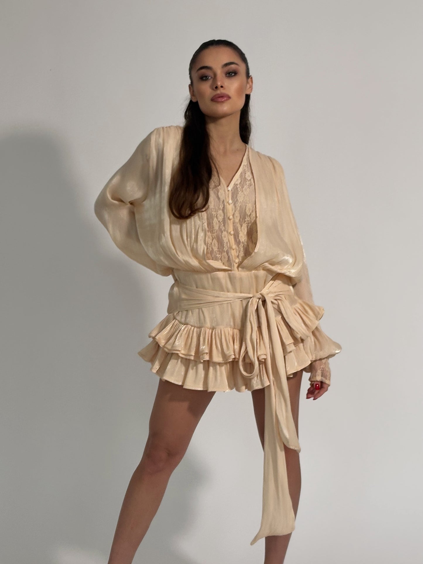 Сатенена рокля Flame с панталонки